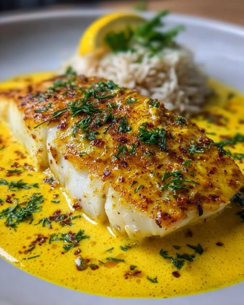 Fischfilet mit Kurkuma-Senfsoße