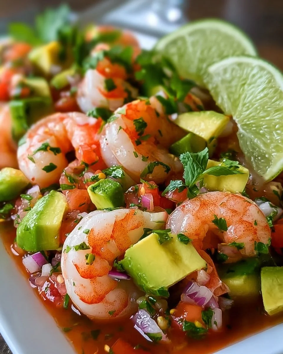Frischer mexikanischer Garnelencocktail mit Avocado