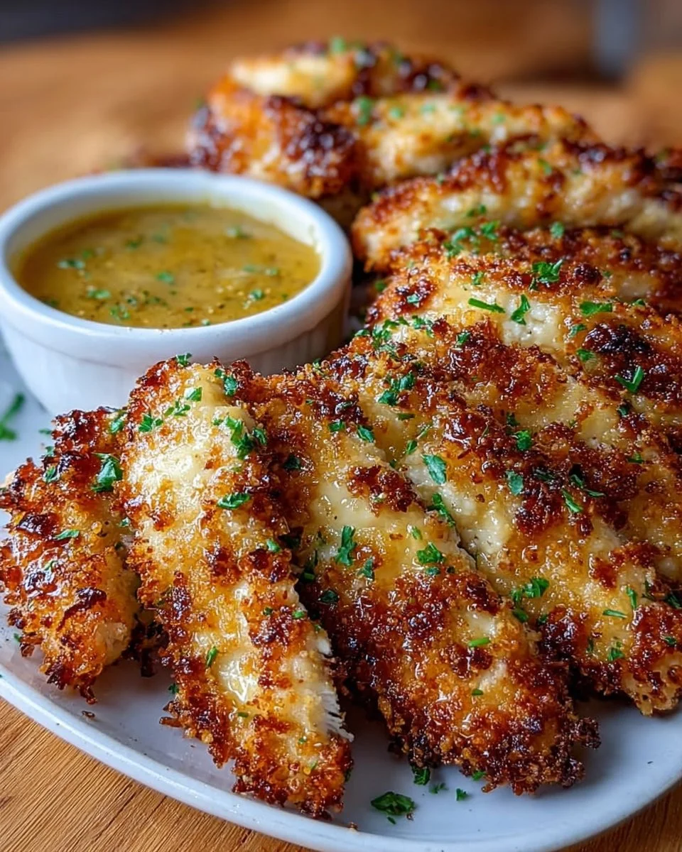 Krosse Air Fryer Hähnchenstreifen mit Honig-Senf-Sauce