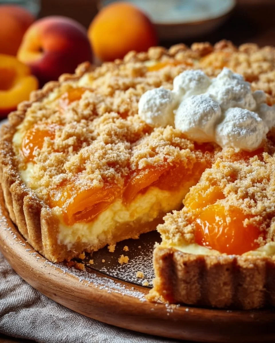 Sommerliche Aprikosentarte mit Skyr und Streuseln