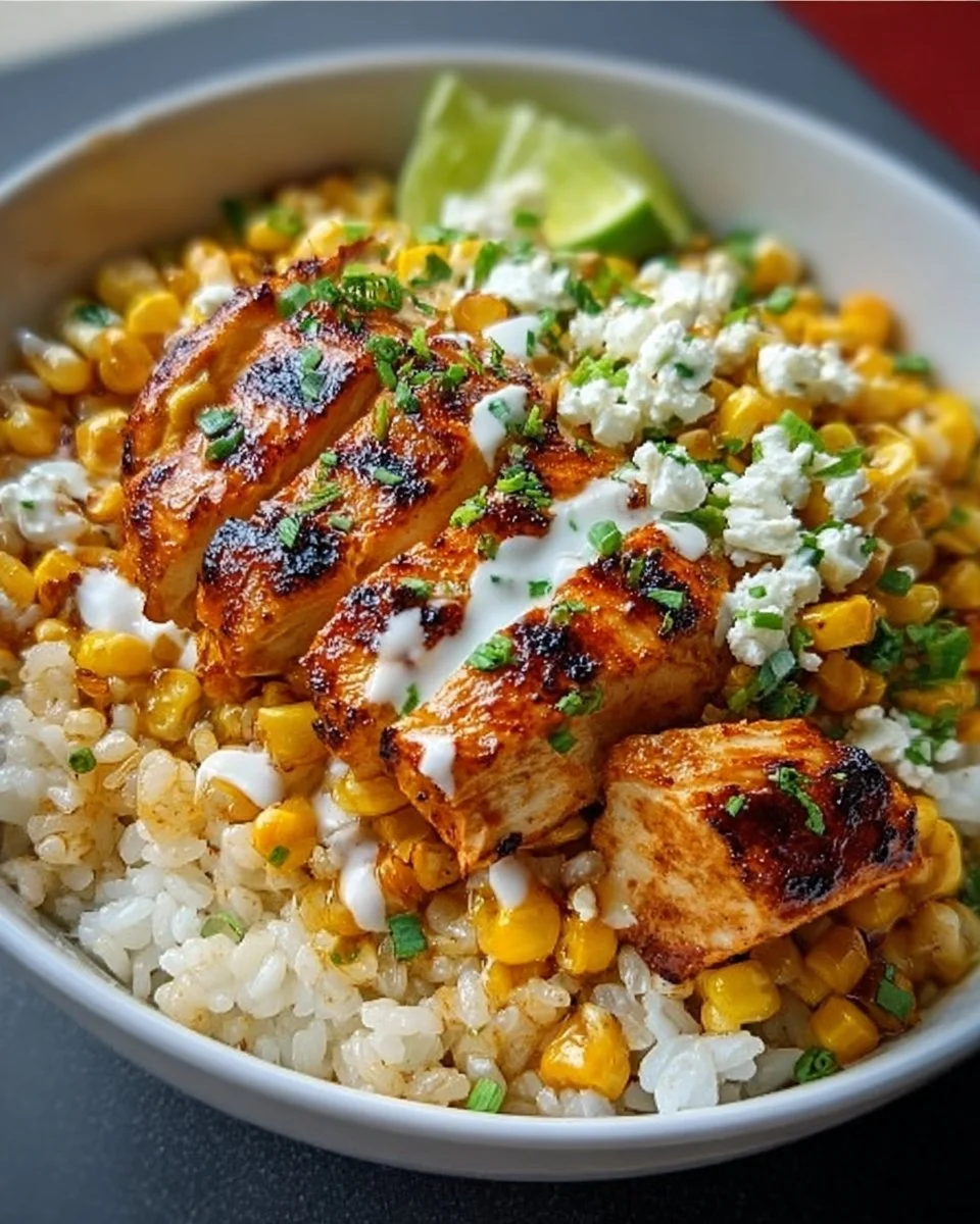 Street Corn Hähnchen Reis Schüssel