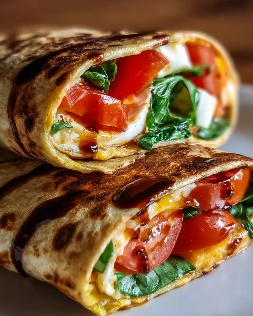 Vegetarischer Wrap mit Tomate und Mozzarella