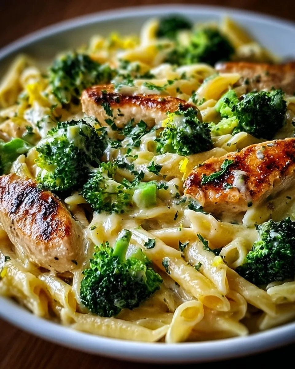 Cremige Hähnchen-Brokkoli-Pasta