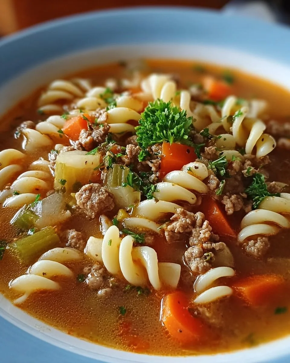 Cremige Wärmende Nudel-Hack-Suppe