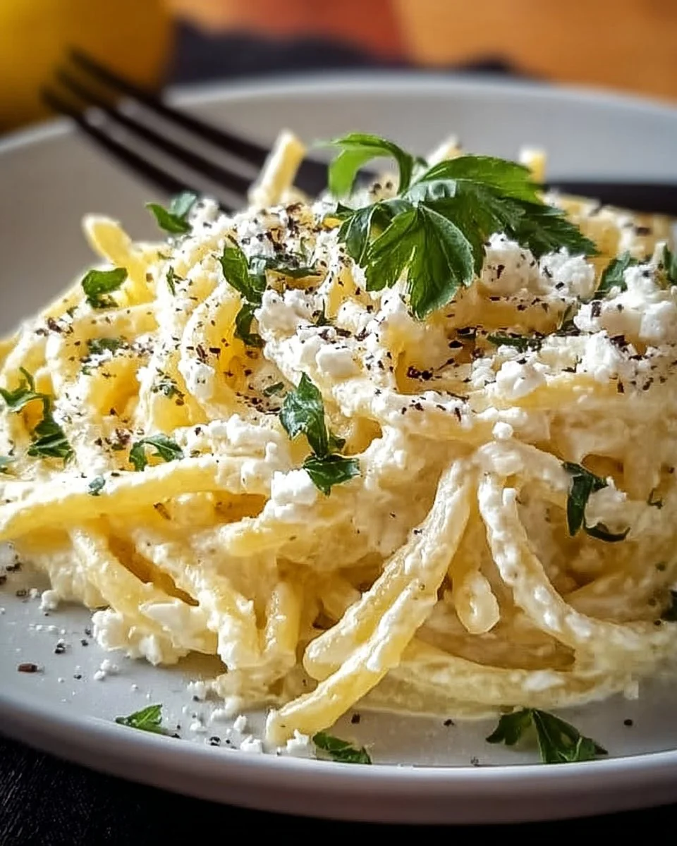 Cremige Zitronen- Feta-Pasta
