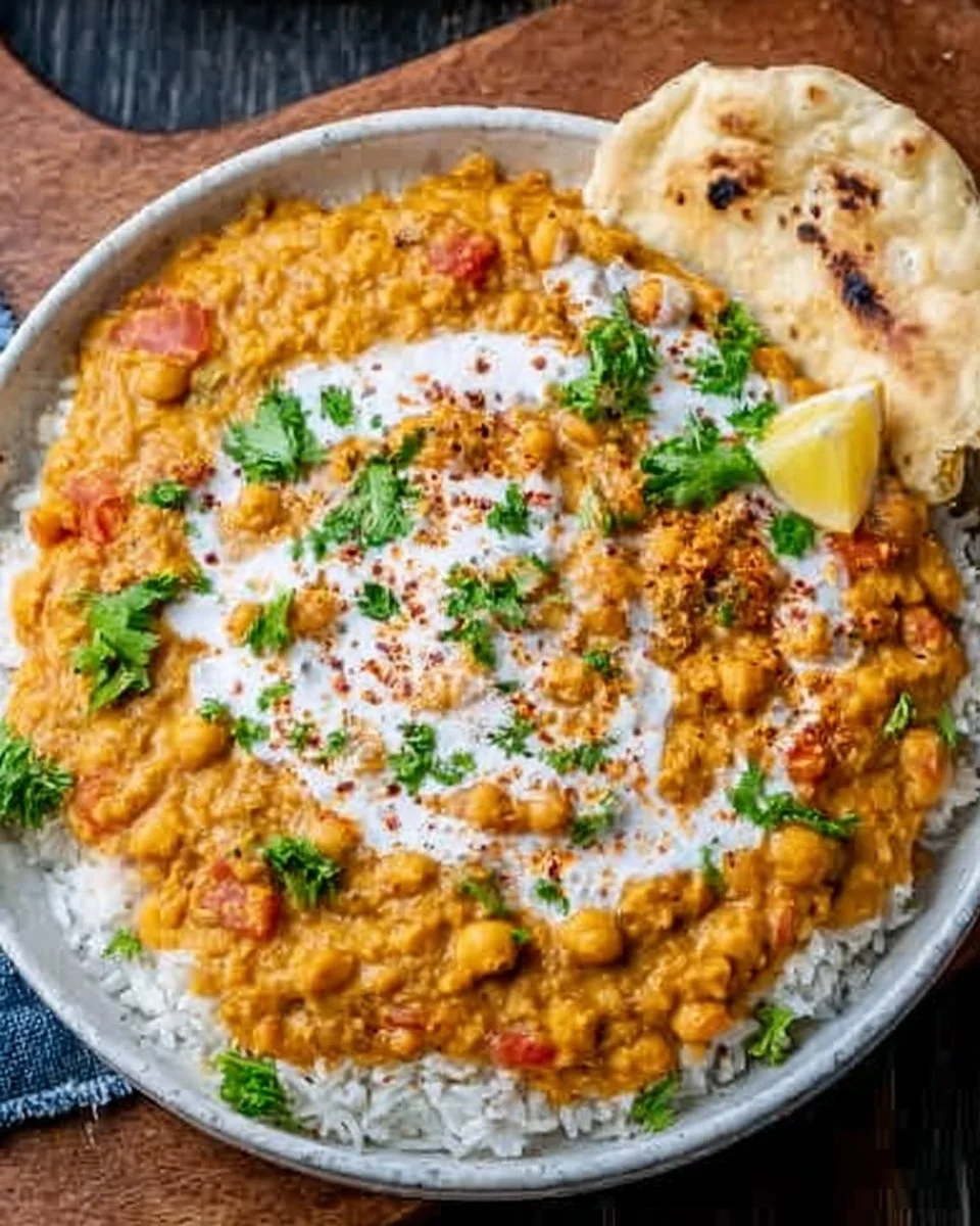 Gluten-free and vegan lentil-chickpea dal