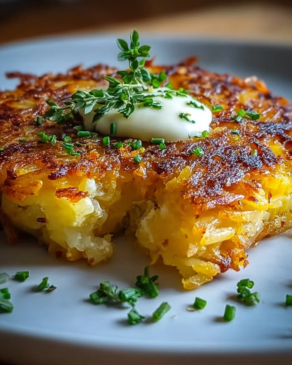 Knuspriger Hüttenkäse Kartoffelrösti Auflauf