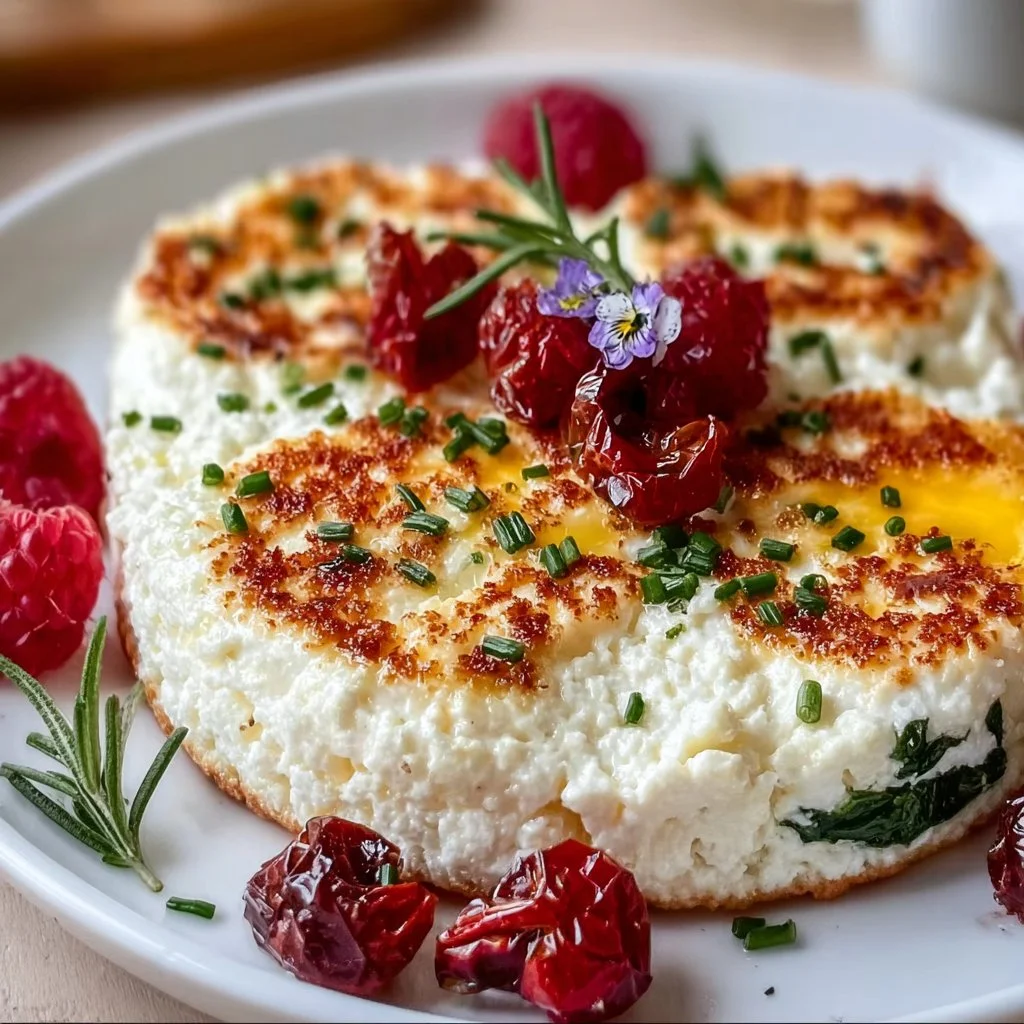 Leckeres Gebackenes Hüttenkäse Eier