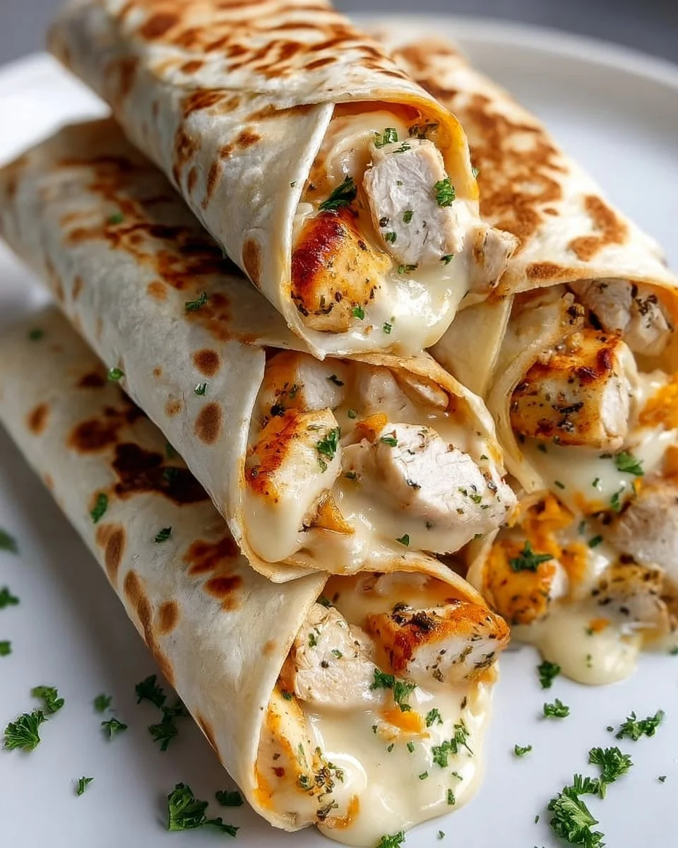 Low-Carb Chicken Wrap mit Käse und Knoblauch