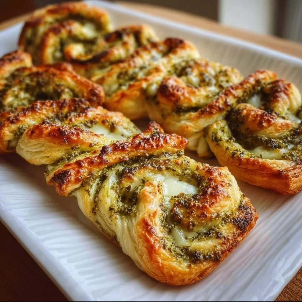 Pesto-Drehungen mit Mozzarella