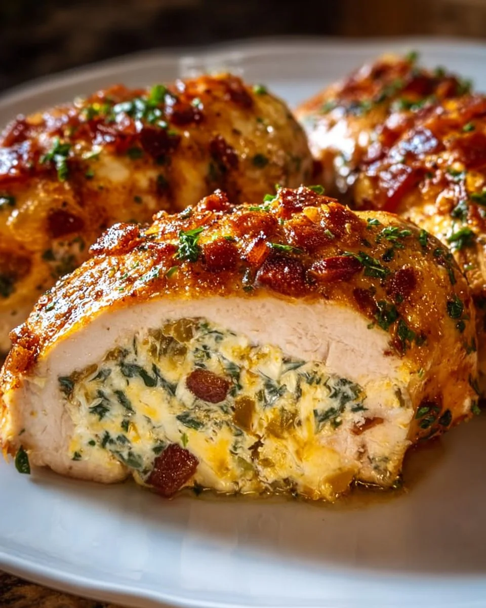 Pikante gefüllte Hühnerbrüste