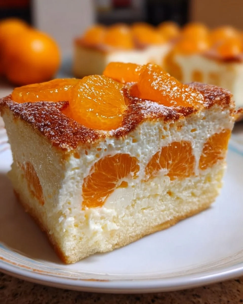 Schneller Schmandkuchen mit Mandarinen vom Blech