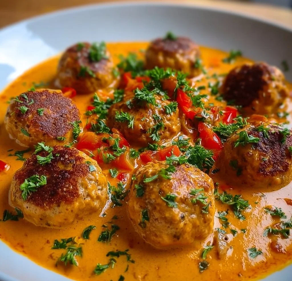 Tofubällchen in veganer Paprika Rahmsauce