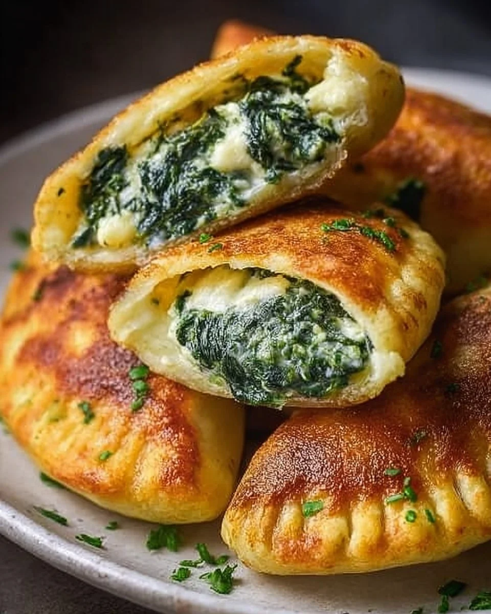 Vegane Kartoffeltaschen mit Spinat-Frischkäse Füllung