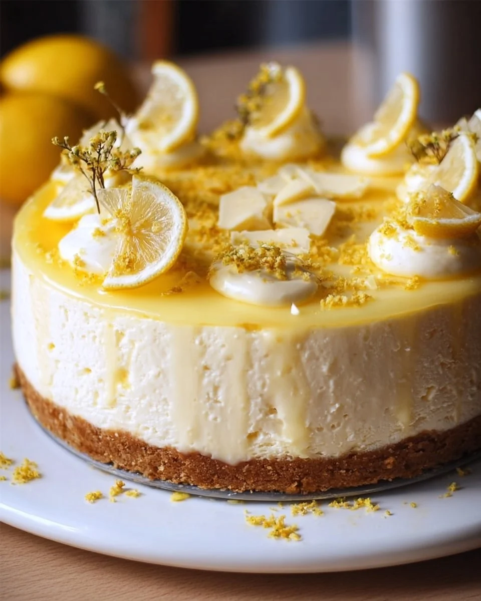 Zitronen-Cheesecake mit weißer Schokolade