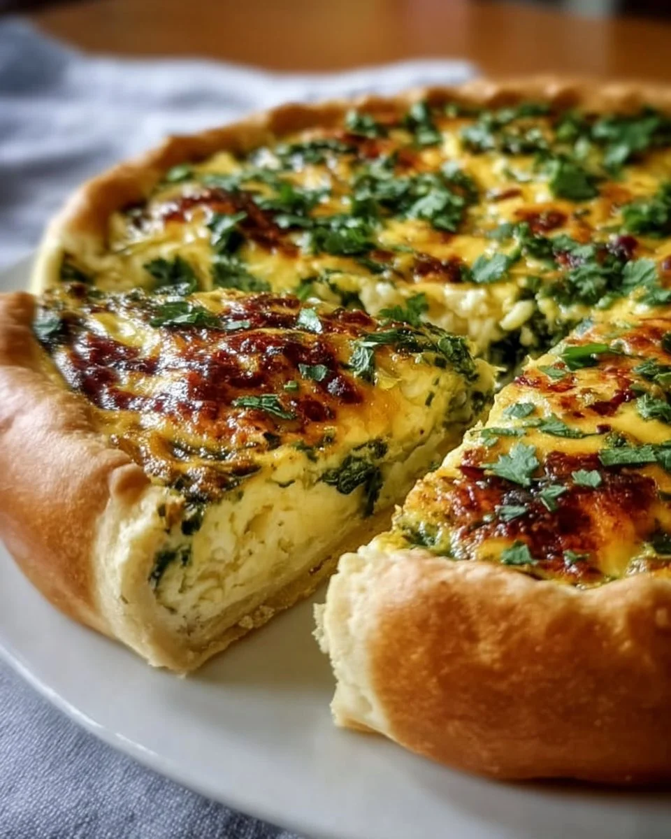 Leckere Bärlauchquiche frisch aus dem Ofen mit Bärlauch und Käse.