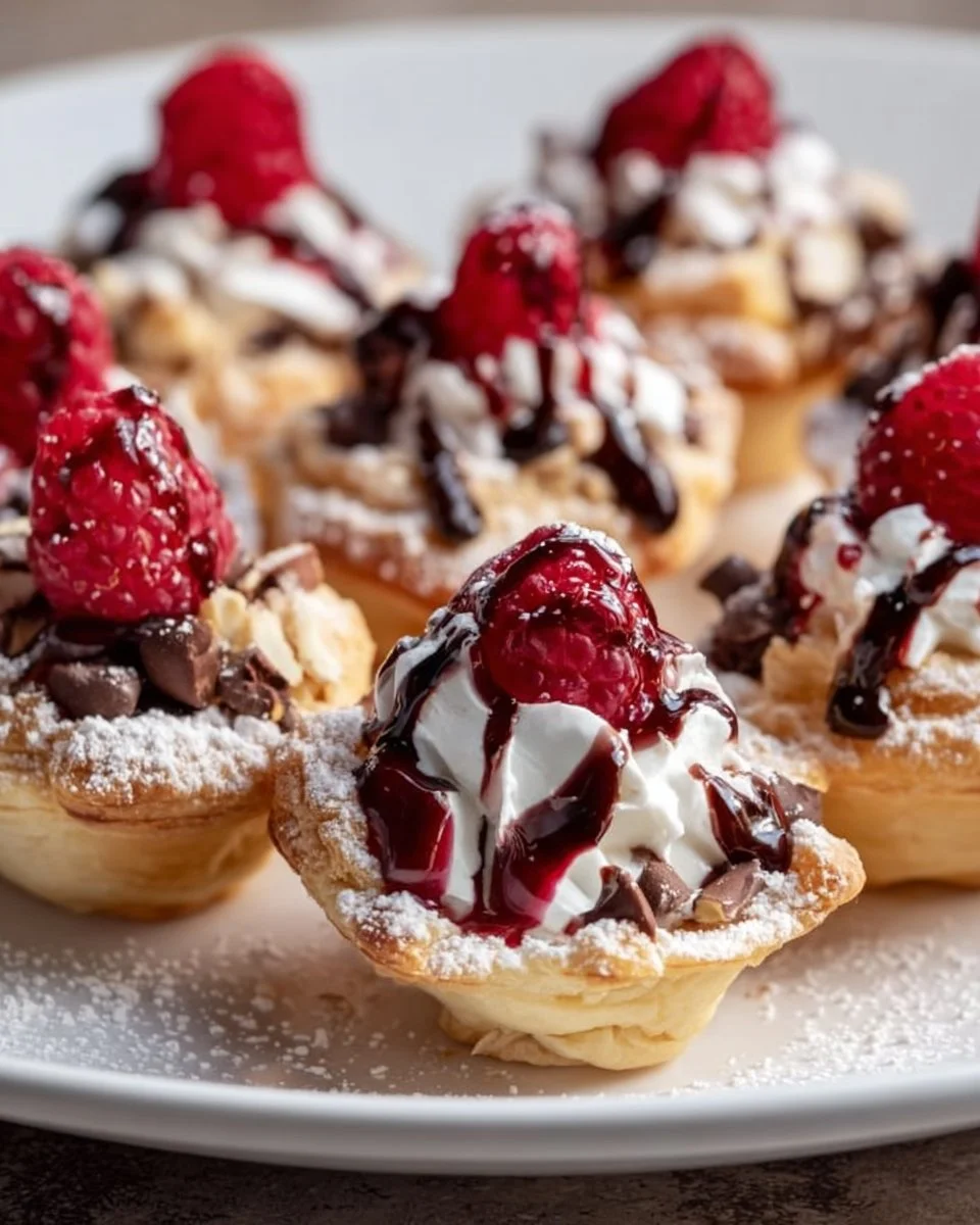 Cannoli Bites Tartlets mit Himbeer-Drizzle