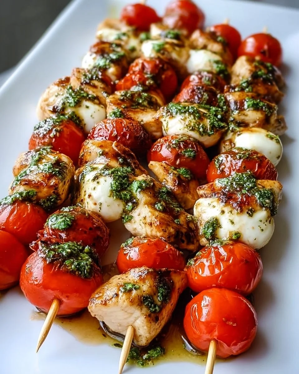 Caprese Hähnchen Spieße