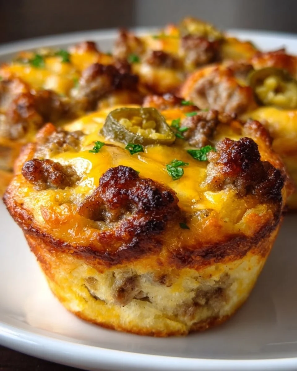 Cheeseburger Muffins mit Pizzateig und Jalapeños