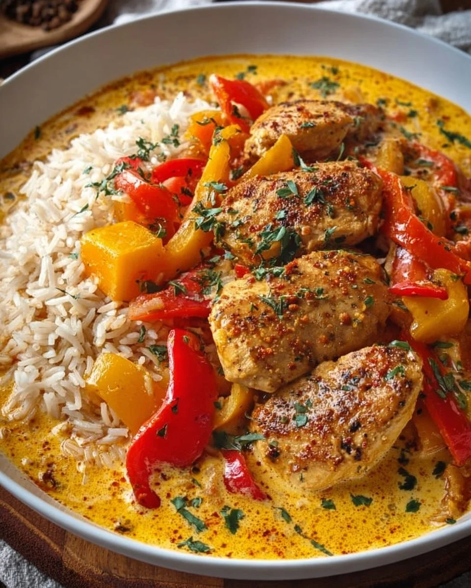 Cremige Kürbis- Hähnchen-Pfanne