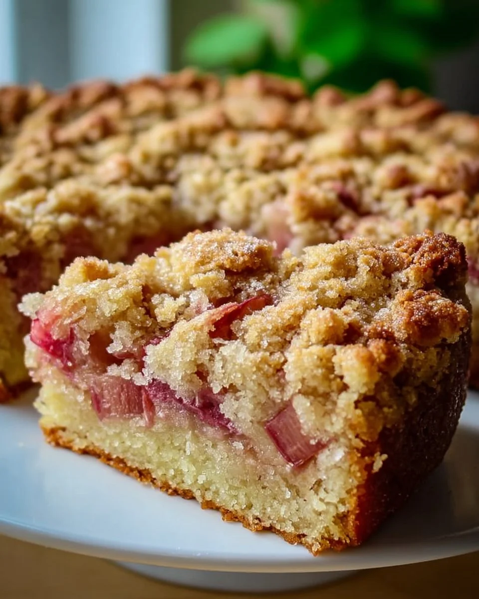 Erdnussfreier Rhabarber Streuselkuchen