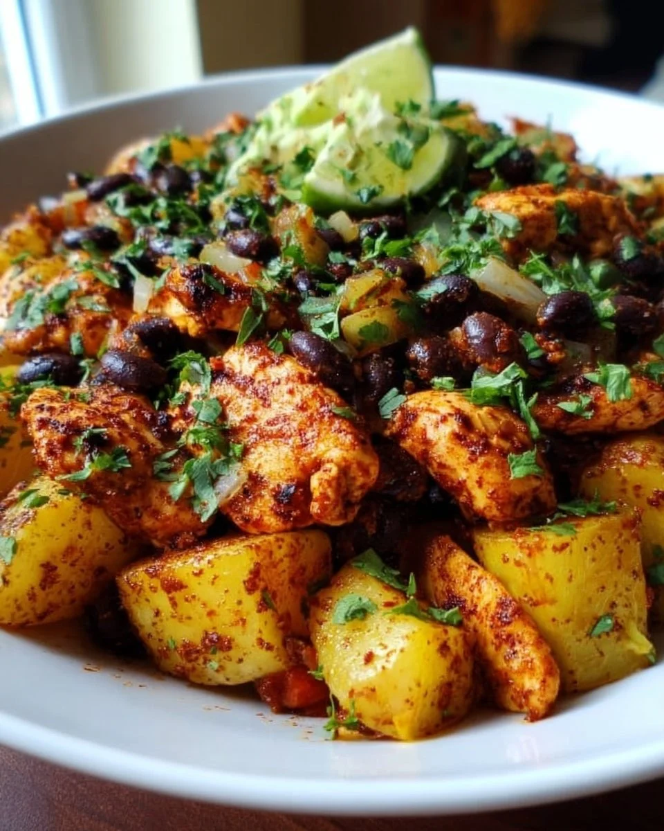 Kartoffel Taco Bowl mit Hähnchen und Bohnen