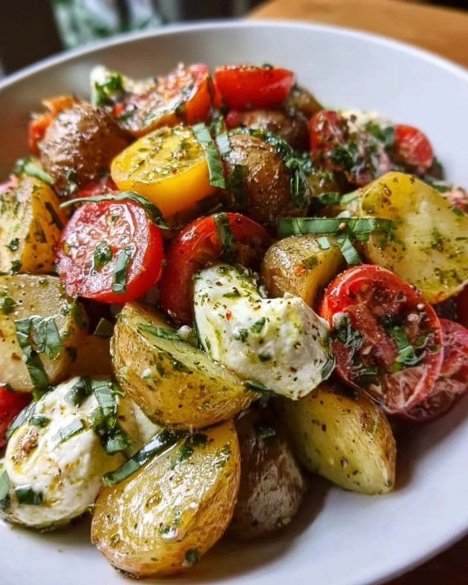 Kartoffelsalat mit Tomaten und Mozzarella