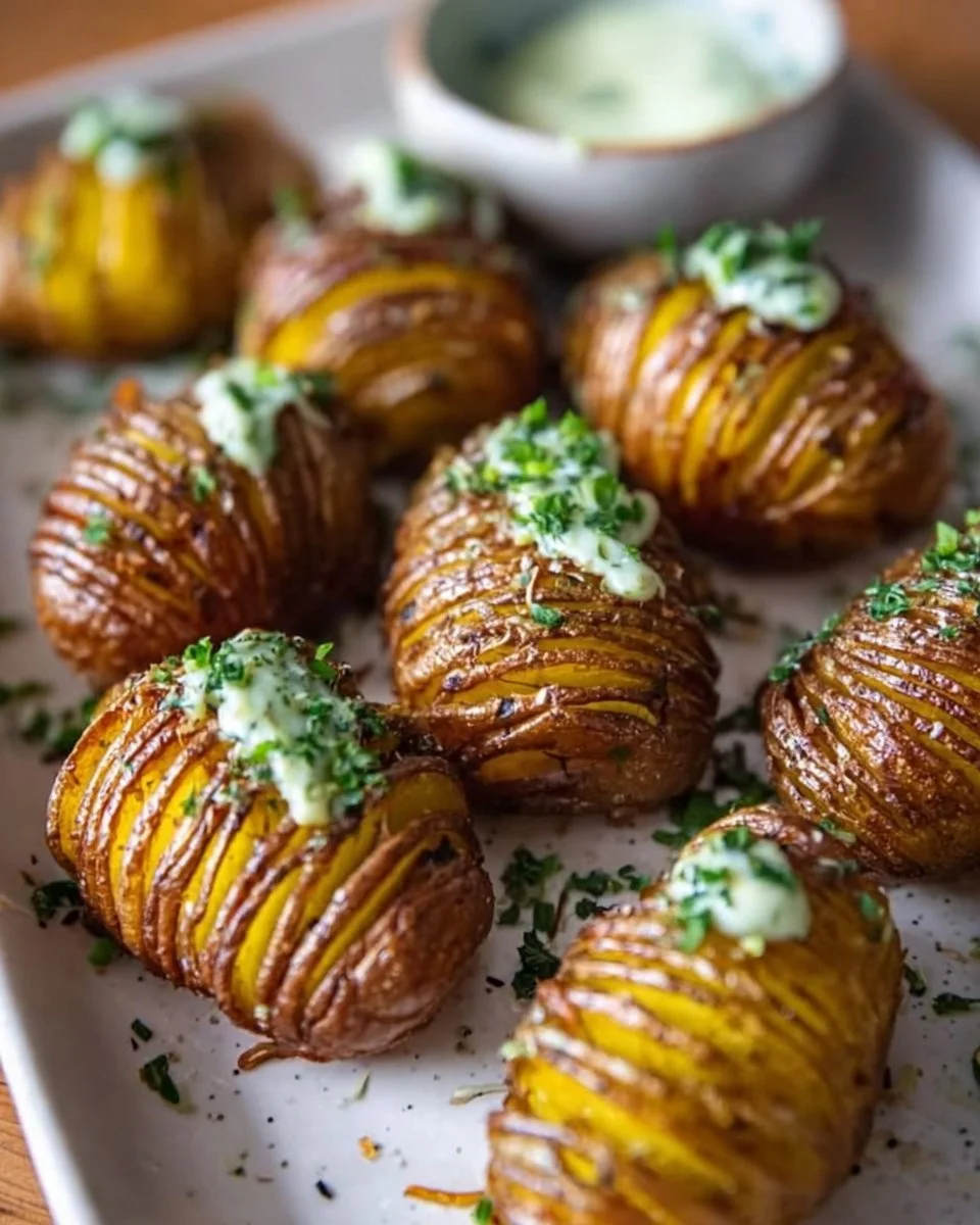 Mini Hasselback Potatoes with Vegan Aioli
