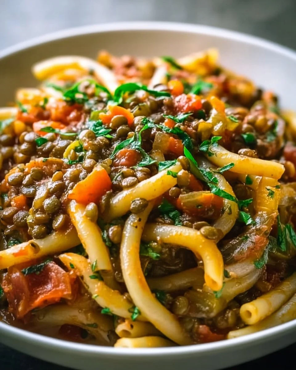 One Pot Pasta mit Linsen