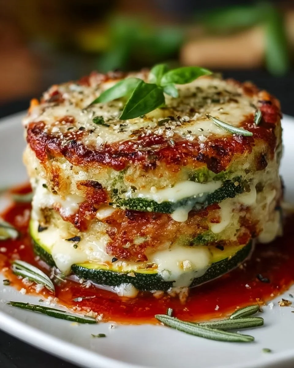 Schicht-Zucchini Ricotta Schmelzen mit Marinara