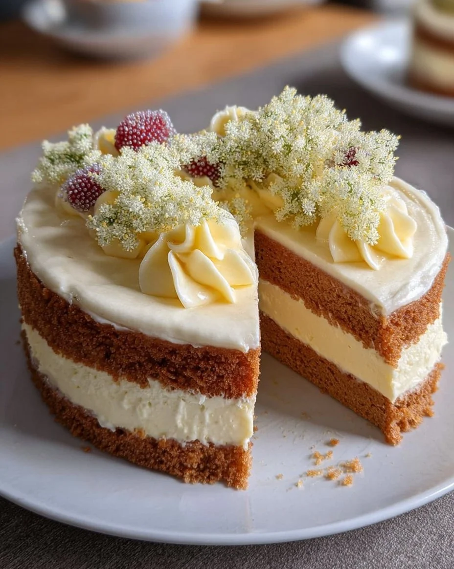 Holundercreme-Kuchen