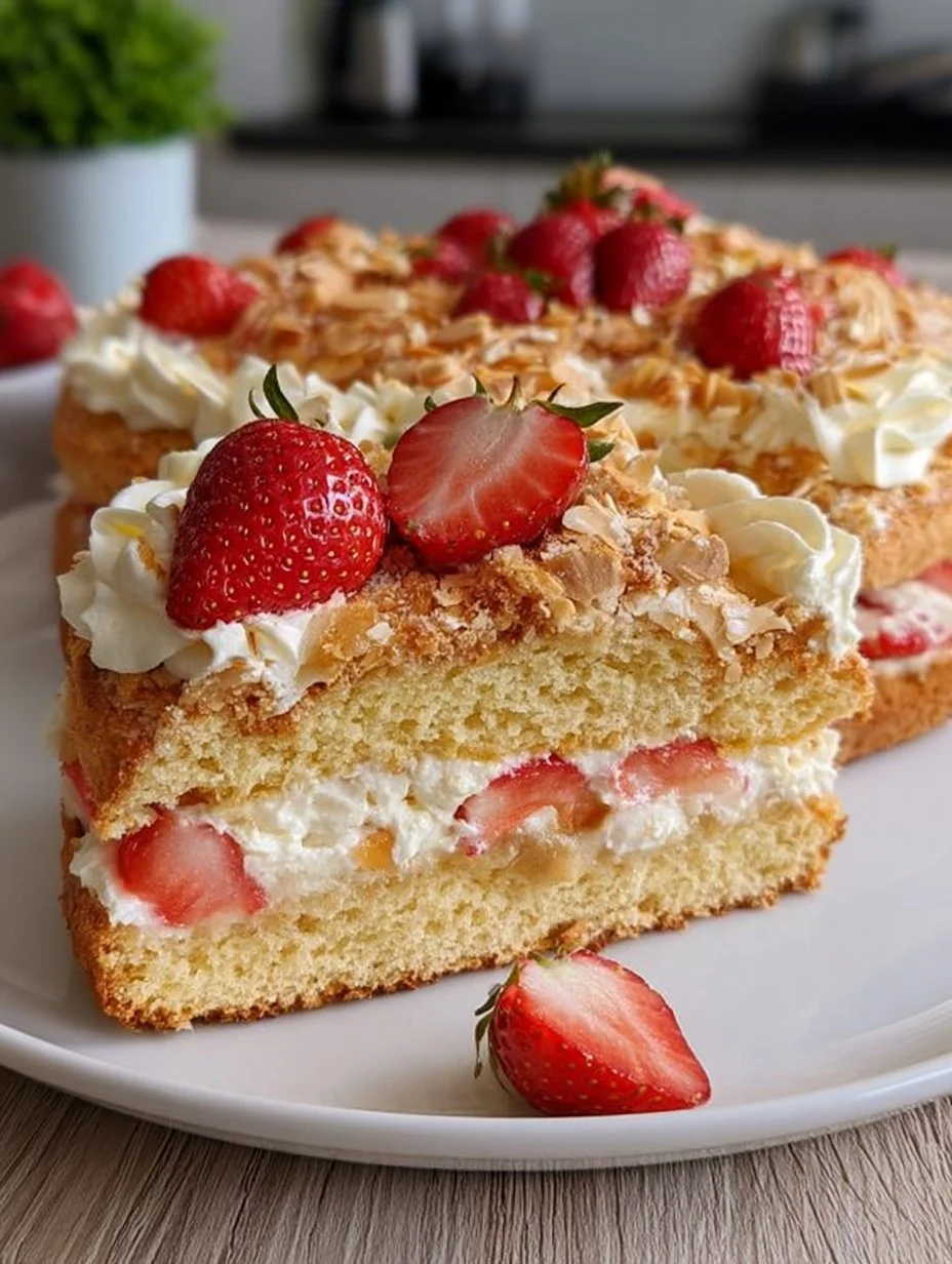 Bienenstich mit Erdbeeren