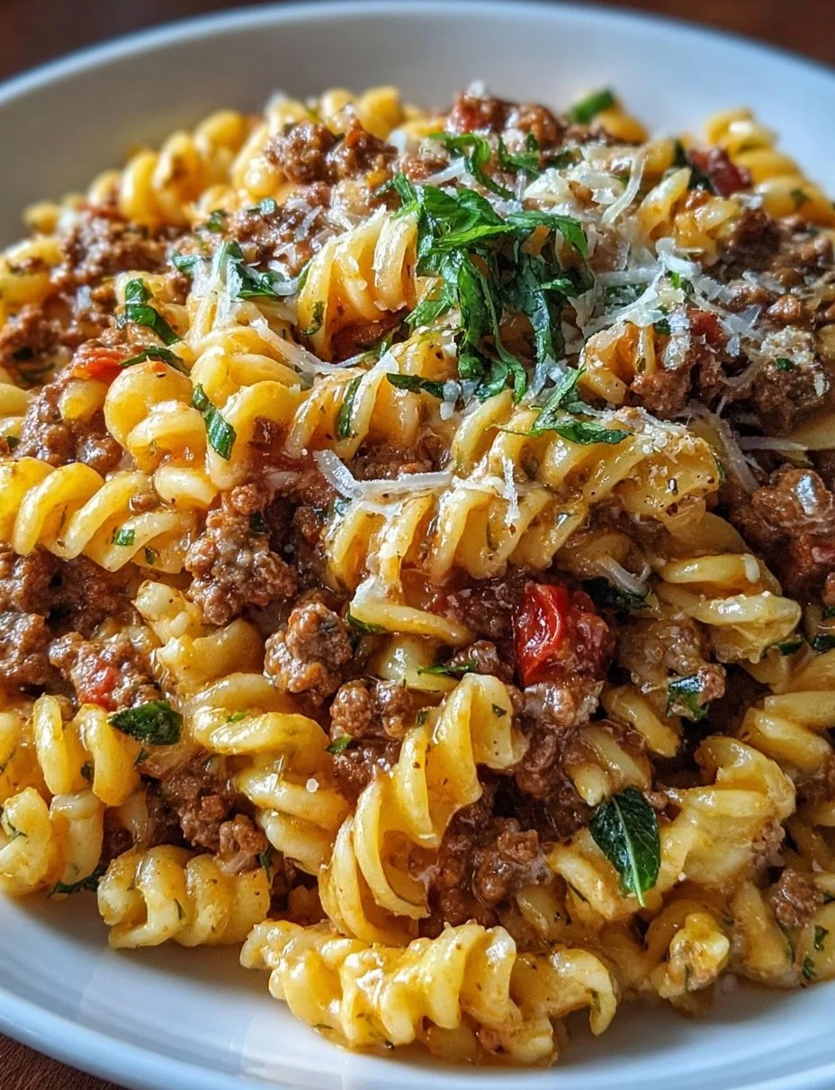 Cremige Ein-Topf-Toskanische Hackfleisch-Pasta
