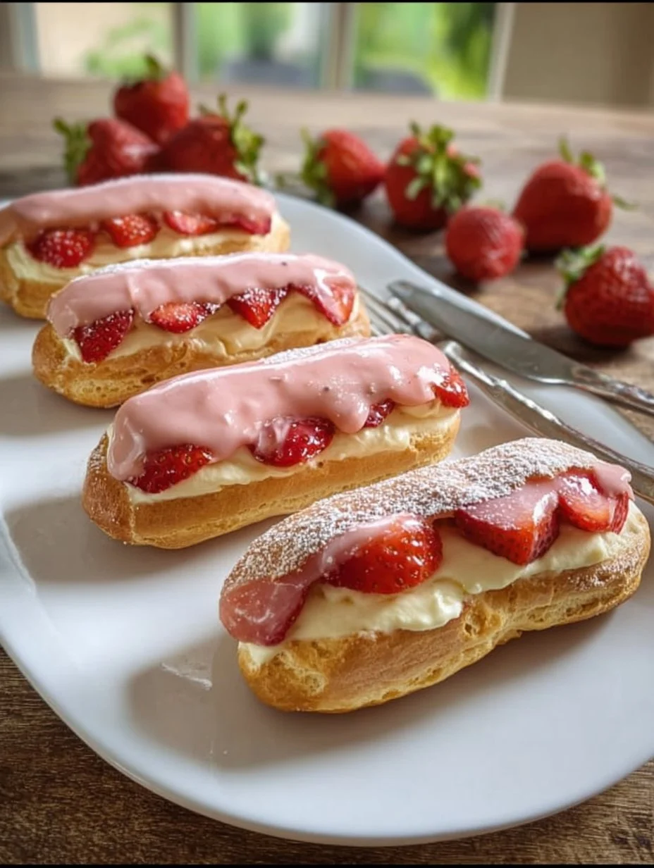 Eclairs mit Erdbeercreme