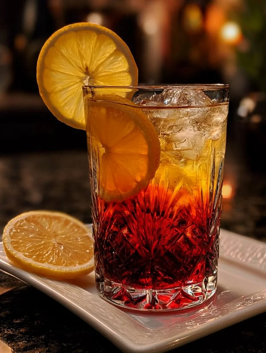 Erfrischender Gangsta-Paradies Cocktail im Glas mit bunten Früchten