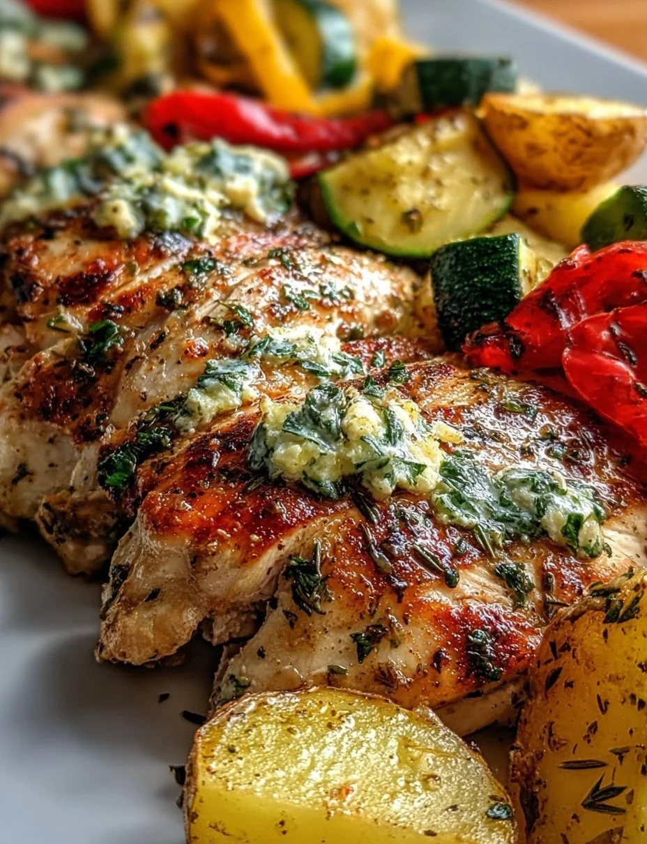 Mediterranes Sheet Pan Chicken und knusprige Kartoffelspalten