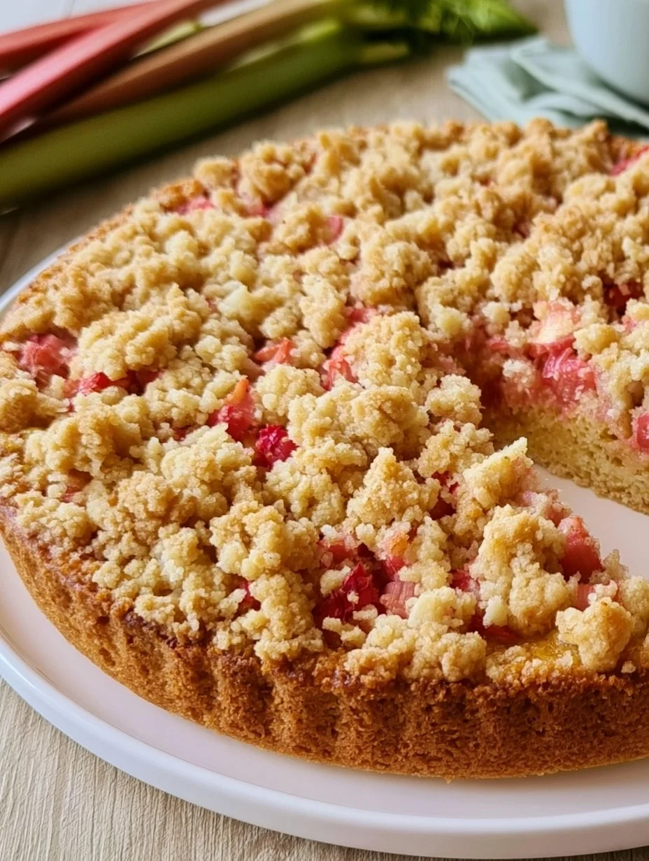 Rhabarberkuchen mit knusprigen Streuseln