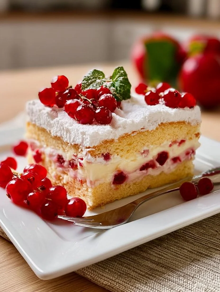 Ribiselkuchen mit Schneehaube