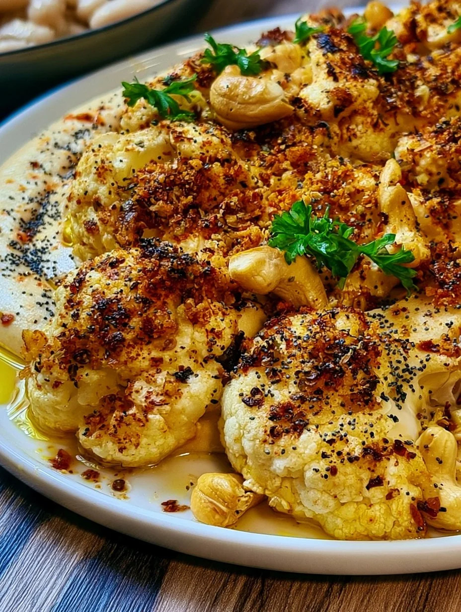 Blumenkohlsteak mit Bohnendip