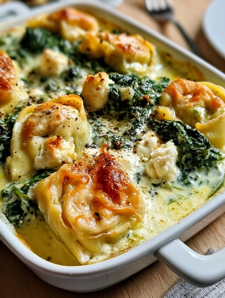 Cremiger Maultaschen-Auflauf mit Spinat & Feta