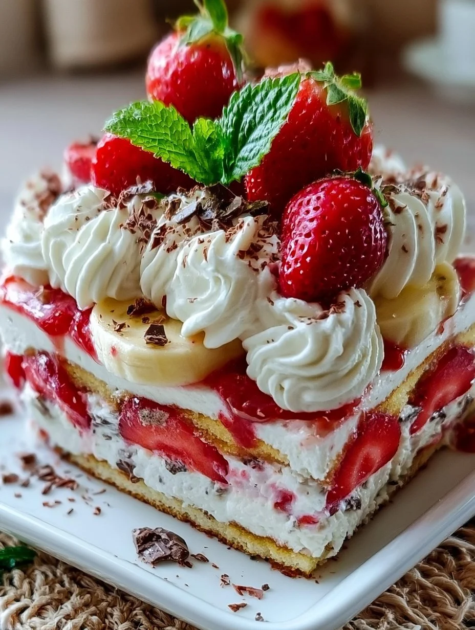 Erdbeer-Stracciatella-Bananen-Torte