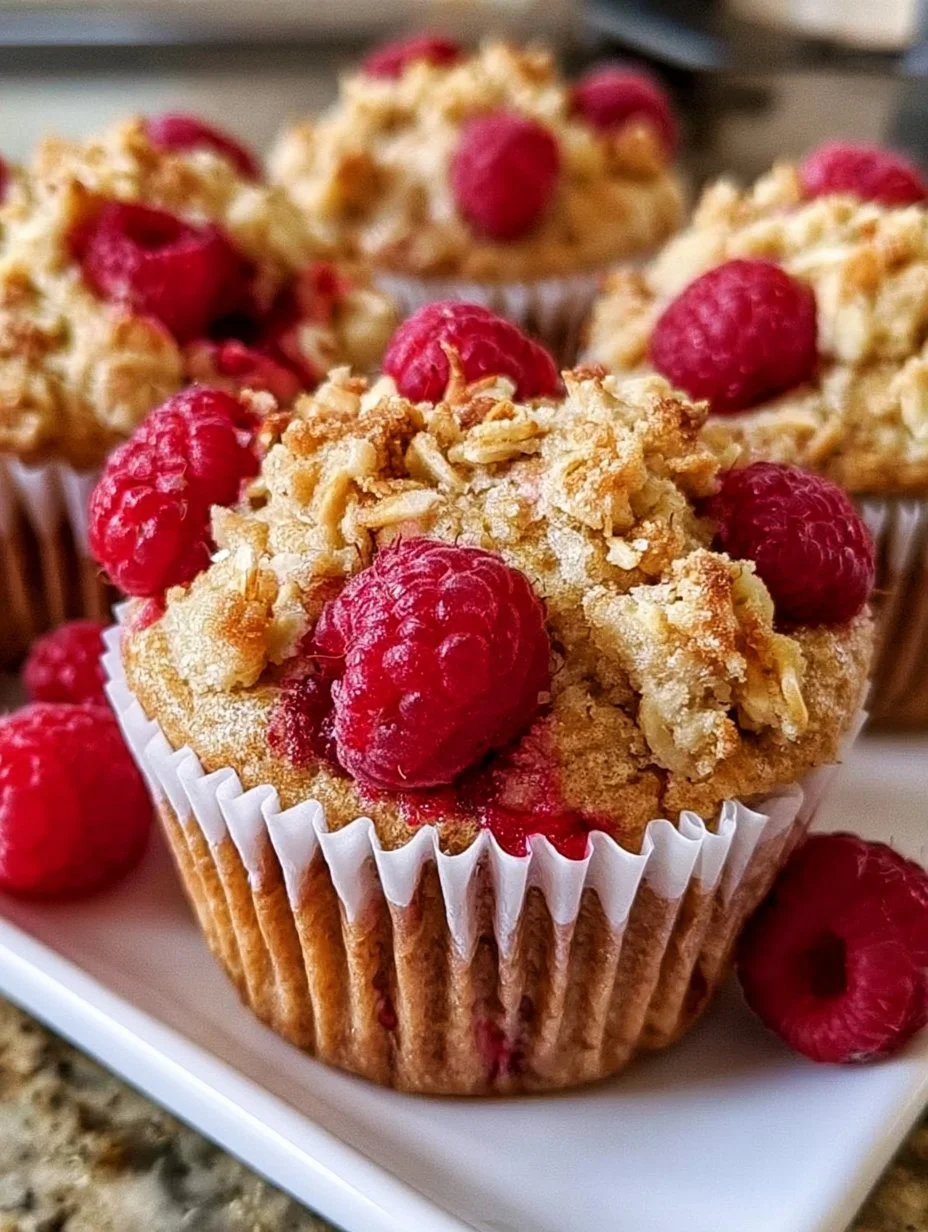 Gesunde Himbeermuffins mit Haferflocken-Streuseln