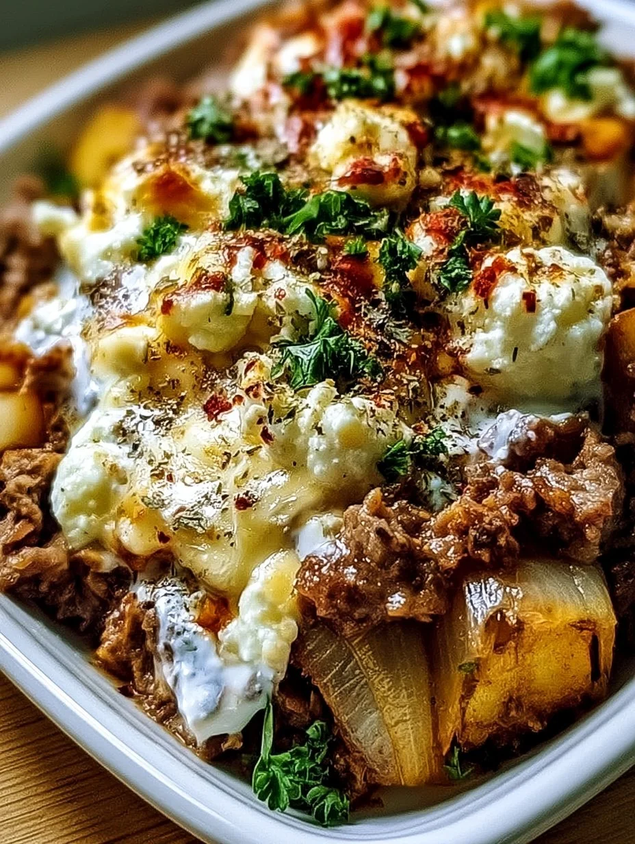Gyrosauflauf mit Schafskäse