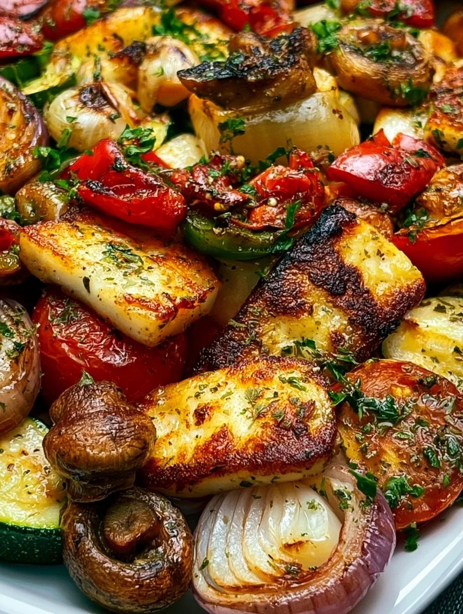 Halloumi-Käse mit mediterranem Gemüse