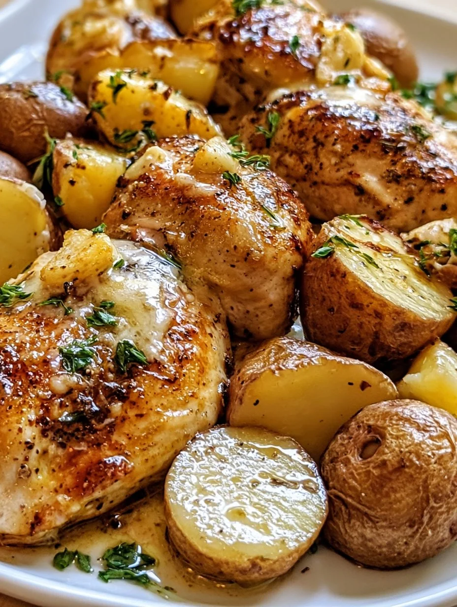 Knoblauch-Parmesan- Hähnchen und Kartoffeln