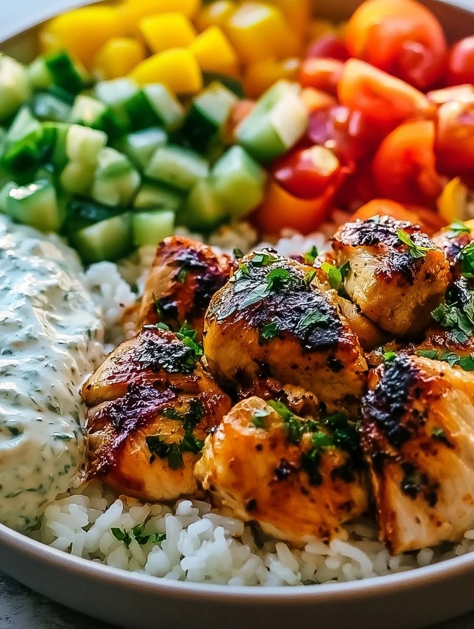 Mittelmeer-Hühnchen- Reis-Bowl