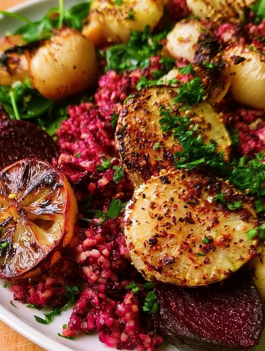 Ofenkohlrabi mit Rote-Bete-Gewürzreis