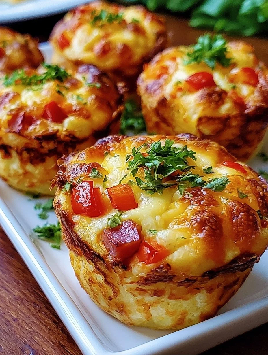 Leckere Pizza-Muffins frisch gebacken mit Schinken und Käse