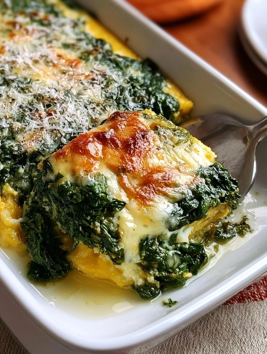 Spinat- Polenta-Auflauf