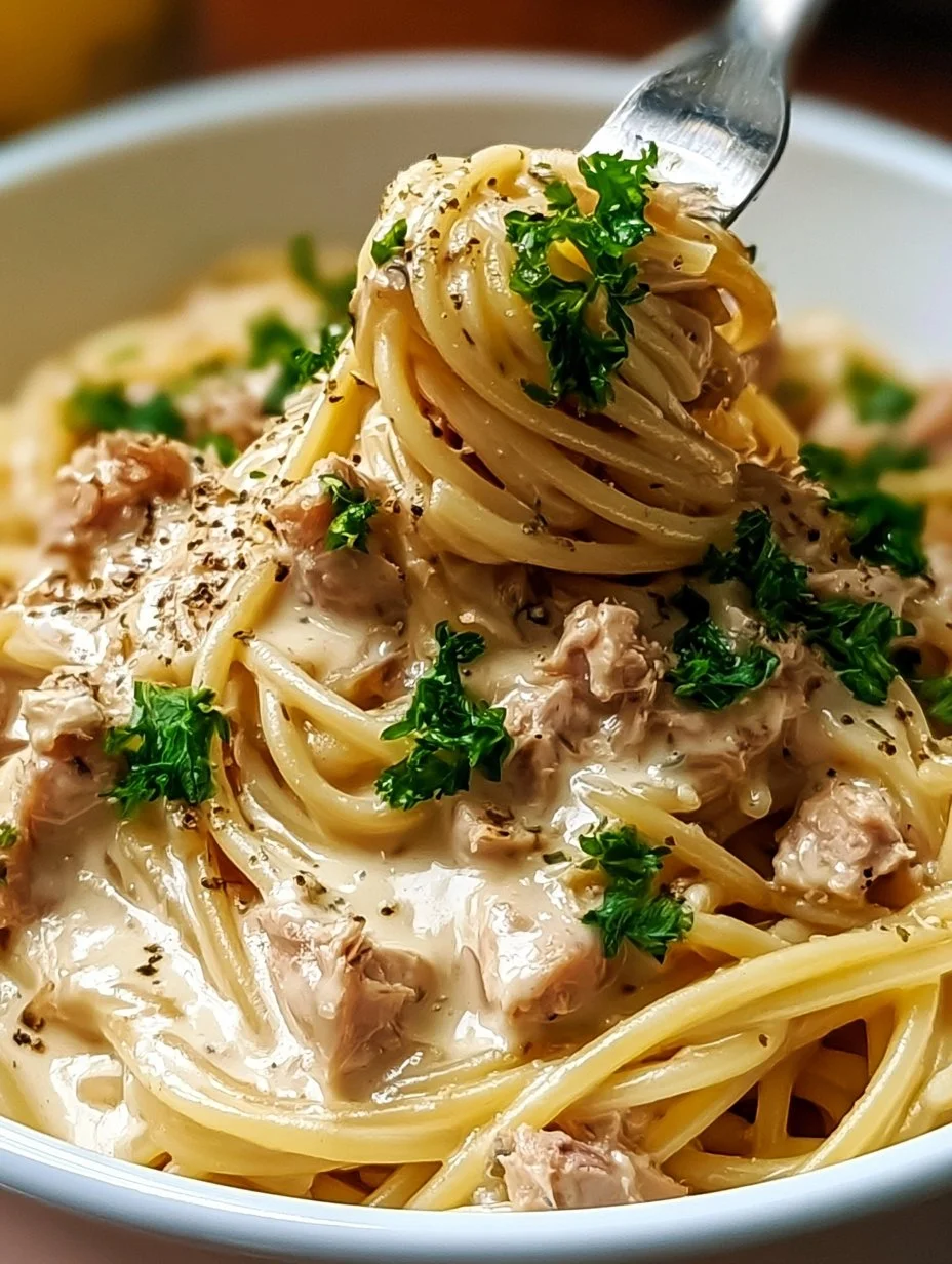 Thunfisch-Sahne- Soße mit Spaghetti